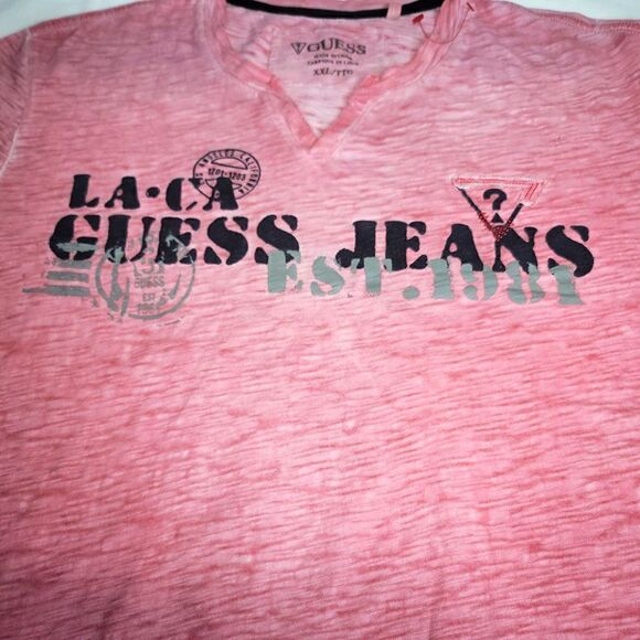 Guess Jeans vintage 2D pink LA CA short sleeve top shirt - Picture 4 of 5